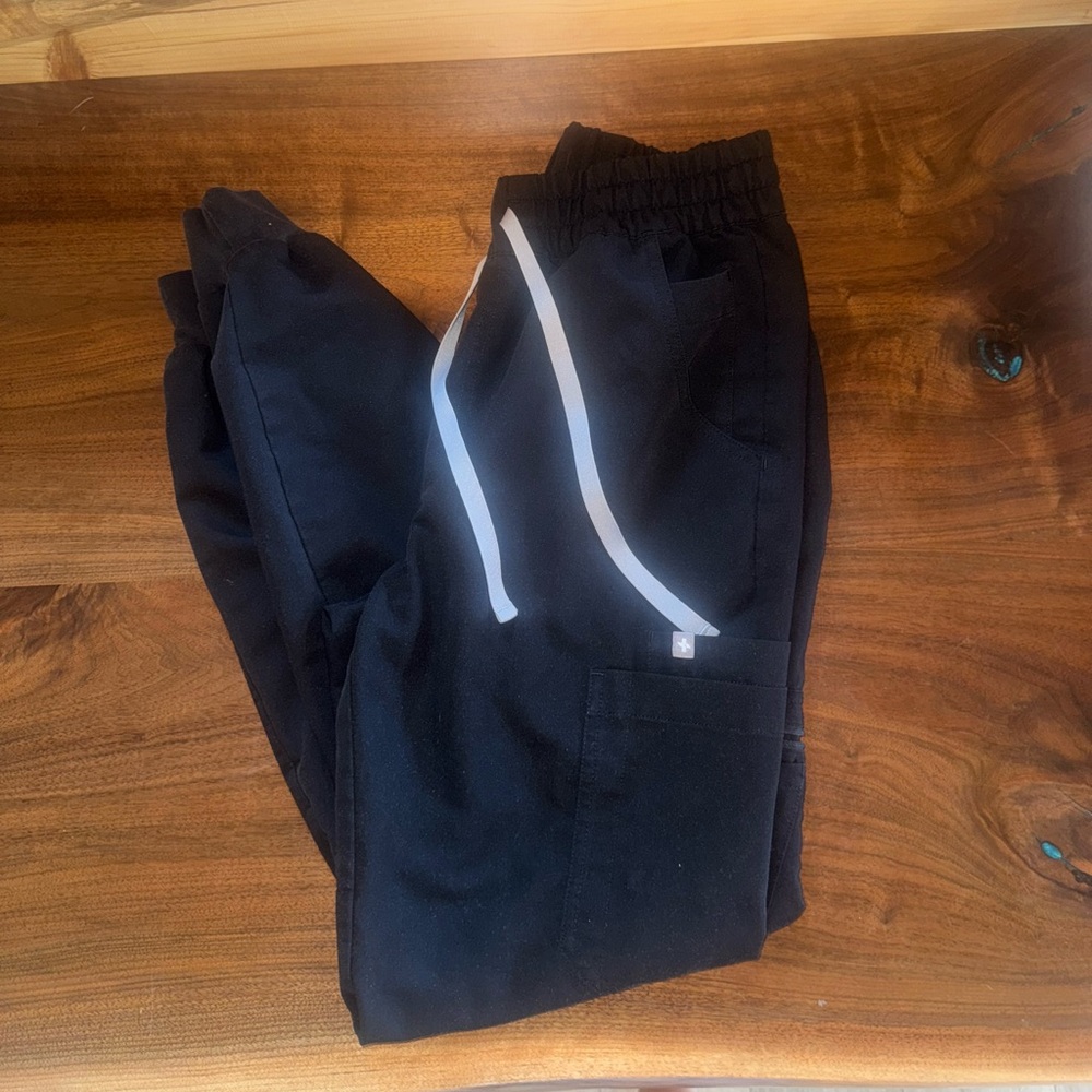 Figs Black Jogger Pants with White Accents